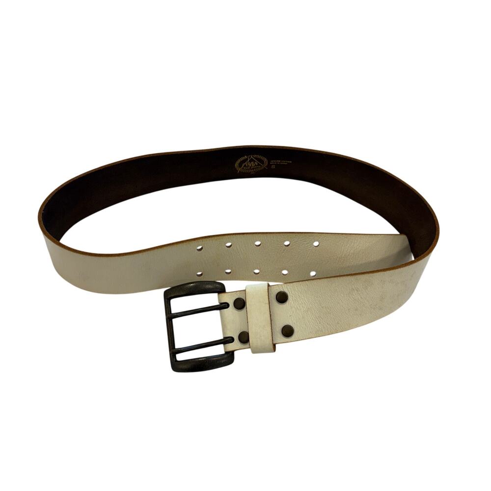 Gap women Vintage White Leather 2 Prong Belt Size Small